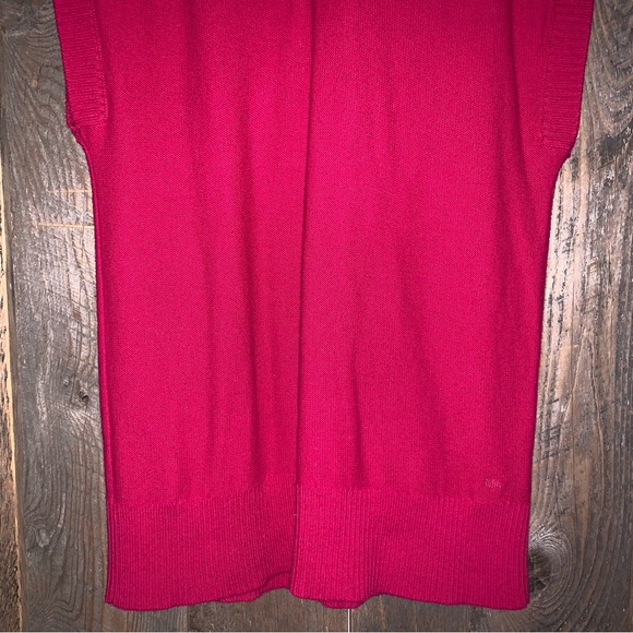 Women’s M TOMMY HILFIGER Red Raspberry Nordic Knit V-Neck Tunic Sweater Vest EXC - Picture 4 of 13